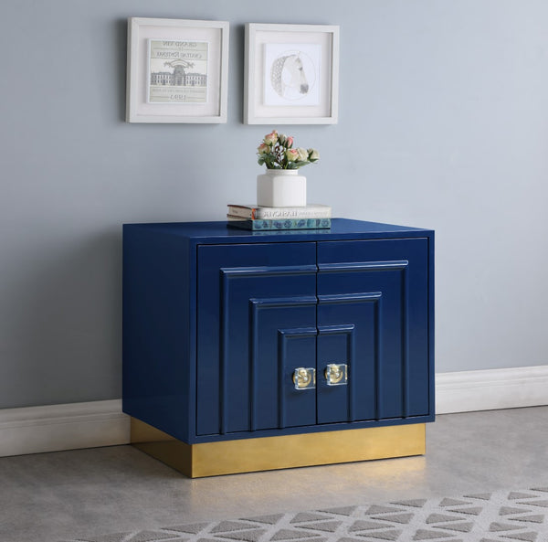 Cosmopolitan Acrylic / Engineered Wood / Stainless Steel Contemporary Navy Lacquer Side Table - 28" W x 18" D x 24" H