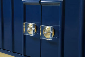 Cosmopolitan Acrylic / Engineered Wood / Stainless Steel Contemporary Navy Lacquer Side Table - 28" W x 18" D x 24" H