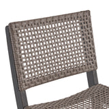 Polaris Outdoor 26" Square 5 Piece Wood and Wicker Bar Height  Set, Dark Gray Finish and Brown Noble House