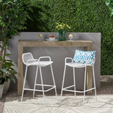 Baltimore Outdoor Modern Iron Barstool, Matte White Noble House