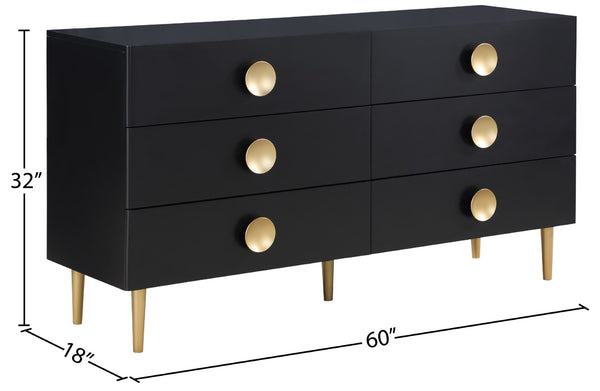 Zayne Engineered Wood / Metal Contemporary Black Dresser - 60" W x 18" D x 32" H