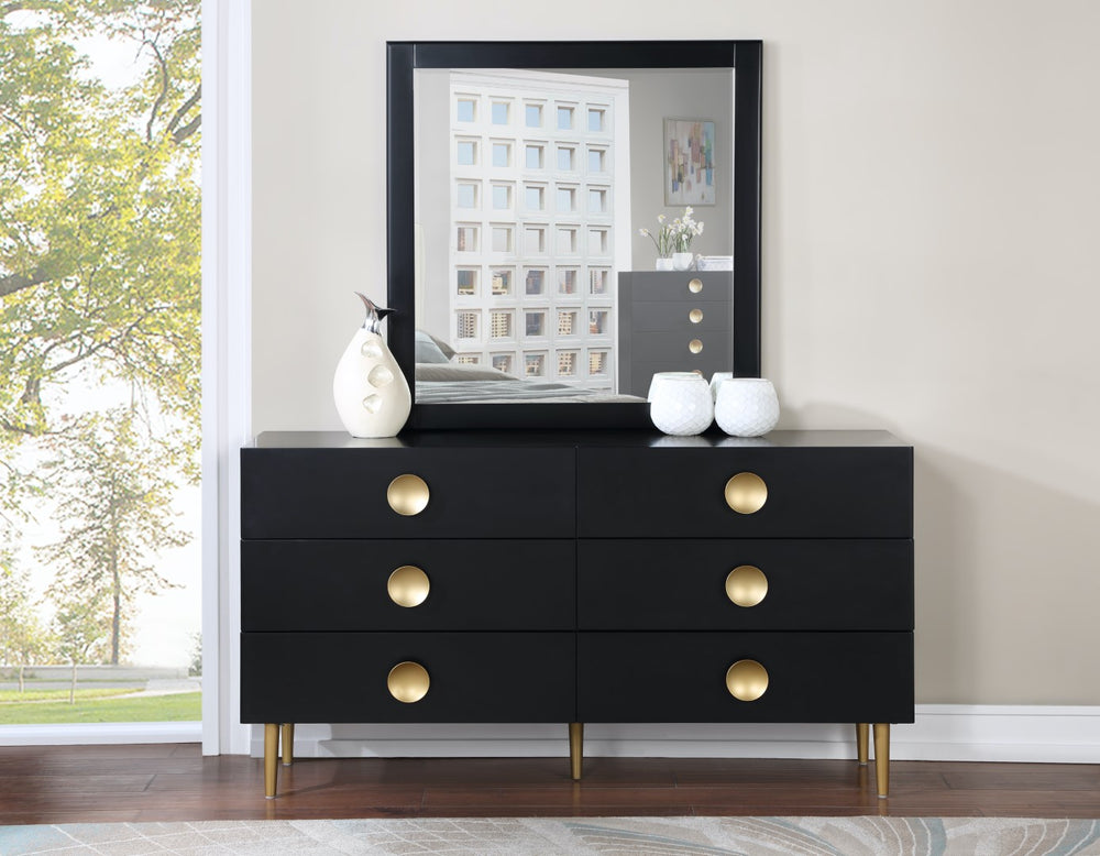 Zayne Engineered Wood / Metal Contemporary Black Dresser - 60" W x 18" D x 32" H