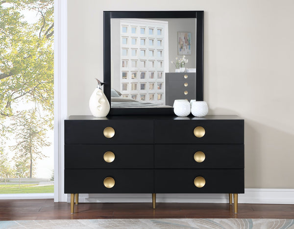 Zayne Engineered Wood / Metal Contemporary Black Dresser - 60" W x 18" D x 32" H
