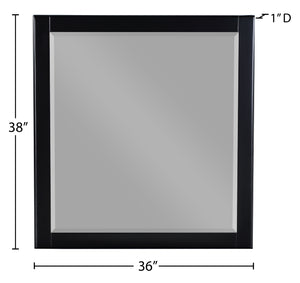 Zayne Glass / Engineered Wood Contemporary Black Mirror - 36" W x 1" D x 38" H
