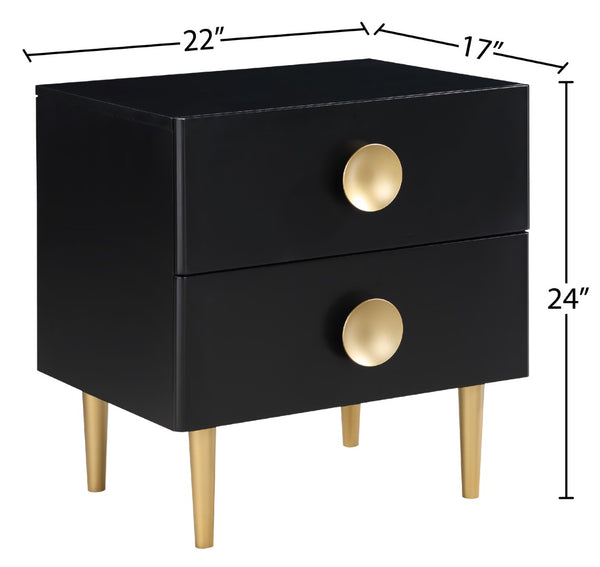 Zayne Engineered Wood / Metal Contemporary Black Night Stand - 22" W x 17" D x 24" H