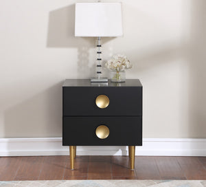Zayne Engineered Wood / Metal Contemporary Black Night Stand - 22" W x 17" D x 24" H