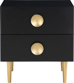 Zayne Engineered Wood / Metal Contemporary Black Night Stand - 22" W x 17" D x 24" H