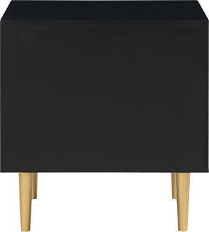 Zayne Engineered Wood / Metal Contemporary Black Night Stand - 22" W x 17" D x 24" H