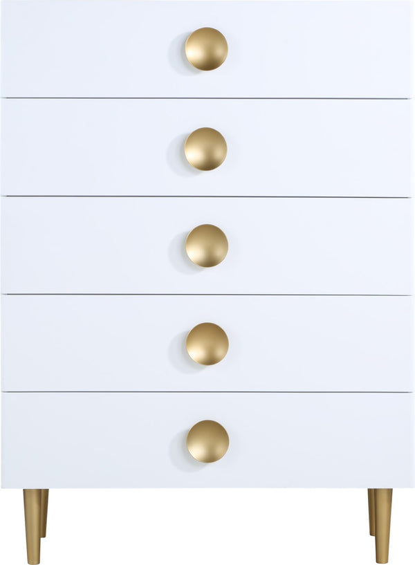 Zayne Engineered Wood / Metal Contemporary White Chest - 36" W x 18" D x 49" H