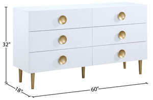 Zayne Engineered Wood / Metal Contemporary White Dresser - 60" W x 18" D x 32" H