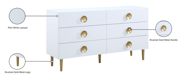 Zayne Engineered Wood / Metal Contemporary White Dresser - 60" W x 18" D x 32" H