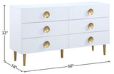 Zayne Engineered Wood / Metal Contemporary White Dresser - 60" W x 18" D x 32" H