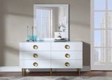 Zayne Engineered Wood / Metal Contemporary White Dresser - 60" W x 18" D x 32" H