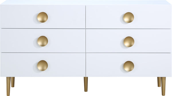 Zayne Engineered Wood / Metal Contemporary White Dresser - 60" W x 18" D x 32" H