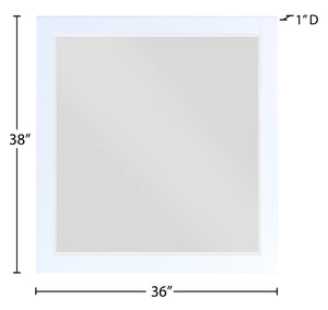 Zayne Glass / Engineered Wood Contemporary White Mirror - 36" W x 1" D x 38" H