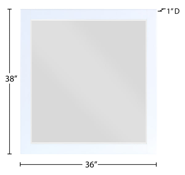 Zayne Glass / Engineered Wood Contemporary White Mirror - 36" W x 1" D x 38" H