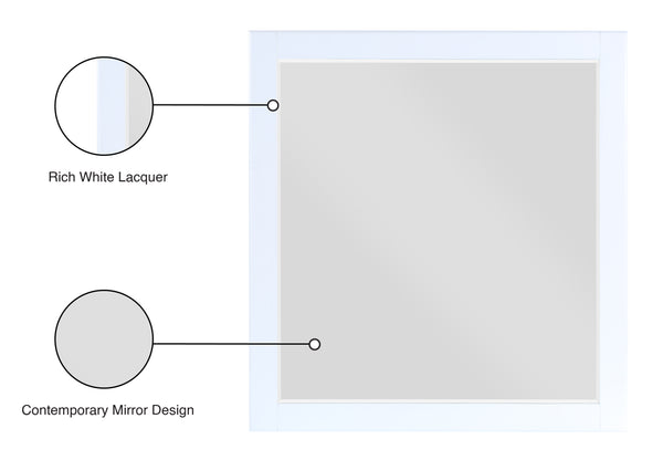 Zayne Glass / Engineered Wood Contemporary White Mirror - 36" W x 1" D x 38" H