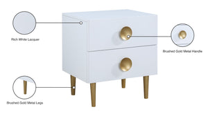 Zayne Engineered Wood / Metal Contemporary White Night Stand - 22" W x 17" D x 24" H