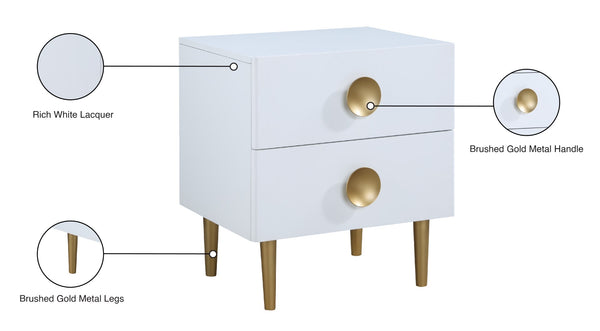 Zayne Engineered Wood / Metal Contemporary White Night Stand - 22" W x 17" D x 24" H