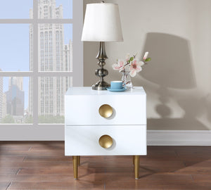 Zayne Engineered Wood / Metal Contemporary White Night Stand - 22" W x 17" D x 24" H