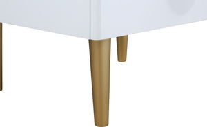 Zayne Engineered Wood / Metal Contemporary White Night Stand - 22" W x 17" D x 24" H