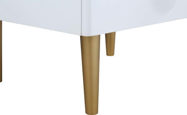 Zayne Engineered Wood / Metal Contemporary White Night Stand - 22" W x 17" D x 24" H