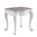 Ciddrenar Transitional End Table Marble Top & White Finish 84312-ACME