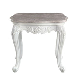 Ciddrenar Transitional End Table Marble Top & White Finish 84312-ACME