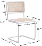 Kano Natural Rattan / Rubberwood / Metal Mid Century Modern White Powder Coating Dining Chair - 19" W x 20.5" D x 32.5" H