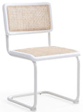 Kano Natural Rattan / Rubberwood / Metal Mid Century Modern White Powder Coating Dining Chair - 19" W x 20.5" D x 32.5" H