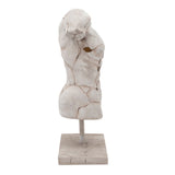Sagebrook Home Contemporary Cracked Torso Sculpture, White 13622-03 White Polyresin