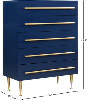 Marisol Engineered Wood / Iron Contemporary Navy Chest - 36" W x 18" D x 48.5" H