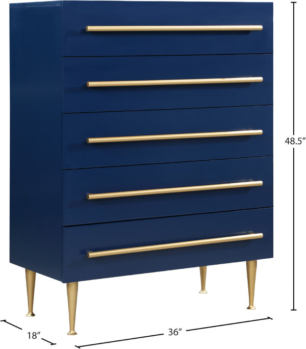 Marisol Engineered Wood / Iron Contemporary Navy Chest - 36" W x 18" D x 48.5" H