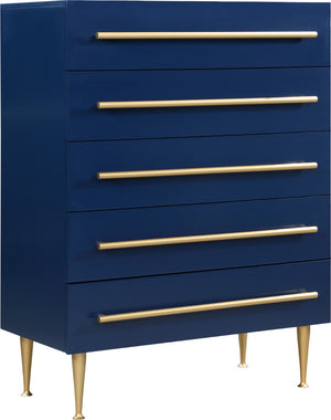 Marisol Engineered Wood / Iron Contemporary Navy Chest - 36" W x 18" D x 48.5" H