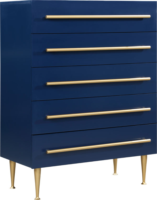 Marisol Engineered Wood / Iron Contemporary Navy Chest - 36" W x 18" D x 48.5" H