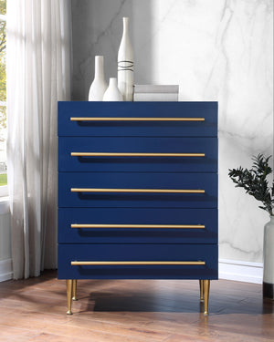 Marisol Engineered Wood / Iron Contemporary Navy Chest - 36" W x 18" D x 48.5" H