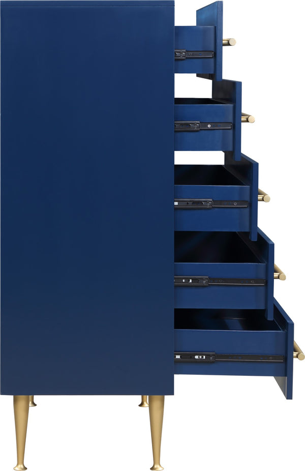 Marisol Engineered Wood / Iron Contemporary Navy Chest - 36" W x 18" D x 48.5" H