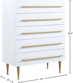 Marisol Engineered Wood / Iron Contemporary White Chest - 36" W x 18" D x 48.5" H