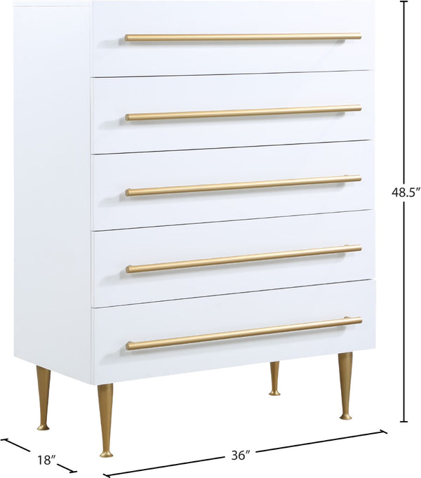 Marisol Engineered Wood / Iron Contemporary White Chest - 36" W x 18" D x 48.5" H
