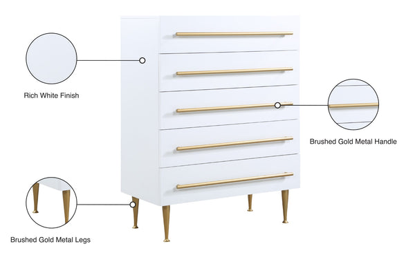 Marisol Engineered Wood / Iron Contemporary White Chest - 36" W x 18" D x 48.5" H
