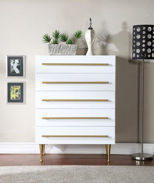 Marisol Engineered Wood / Iron Contemporary White Chest - 36" W x 18" D x 48.5" H