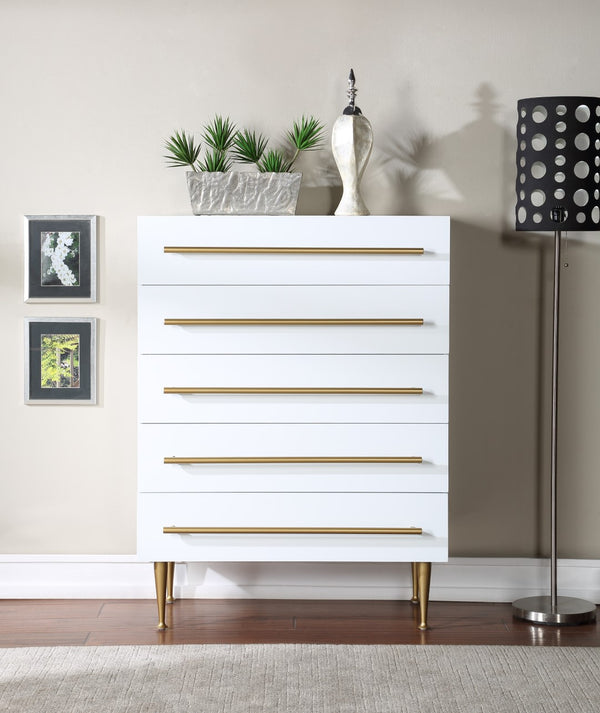 Marisol Engineered Wood / Iron Contemporary White Chest - 36" W x 18" D x 48.5" H