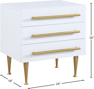 Marisol Engineered Wood / Iron Contemporary White Night Stand - 24" W x 18" D x 26" H