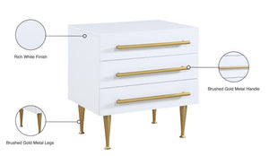 Marisol Engineered Wood / Iron Contemporary White Night Stand - 24" W x 18" D x 26" H