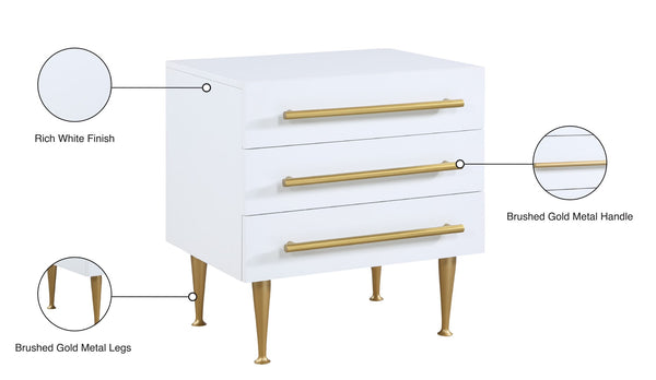 Marisol Engineered Wood / Iron Contemporary White Night Stand - 24" W x 18" D x 26" H