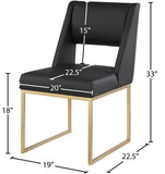 Jayce Faux Leather / Iron / Engineered Wood / Foam Contemporary Black Faux Leather Dining Chair - 19" W x 22.5" D x 33" H