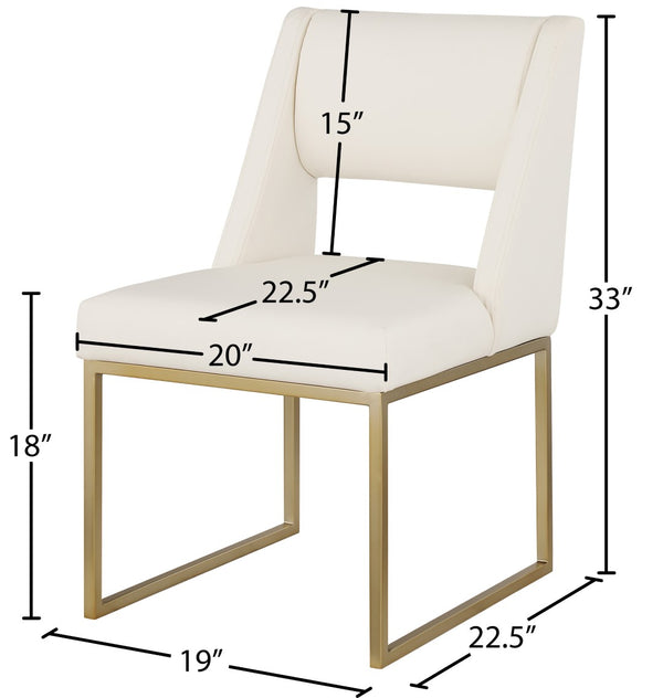Jayce Faux Leather / Iron / Engineered Wood / Foam Contemporary Cream Faux Leather Dining Chair - 19" W x 22.5" D x 33" H