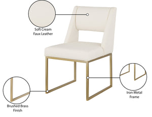 Jayce Faux Leather / Iron / Engineered Wood / Foam Contemporary Cream Faux Leather Dining Chair - 19" W x 22.5" D x 33" H