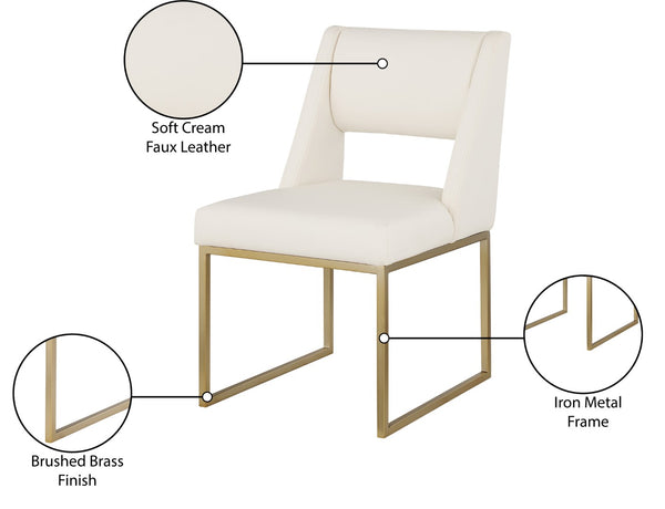 Jayce Faux Leather / Iron / Engineered Wood / Foam Contemporary Cream Faux Leather Dining Chair - 19" W x 22.5" D x 33" H