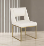 Jayce Faux Leather / Iron / Engineered Wood / Foam Contemporary Cream Faux Leather Dining Chair - 19" W x 22.5" D x 33" H